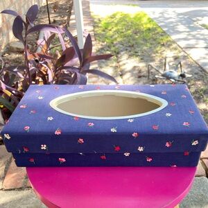 Vintage Navy Blue Cottage Core Napkin & Tissue Box Dispenser, Tissue Box Cover